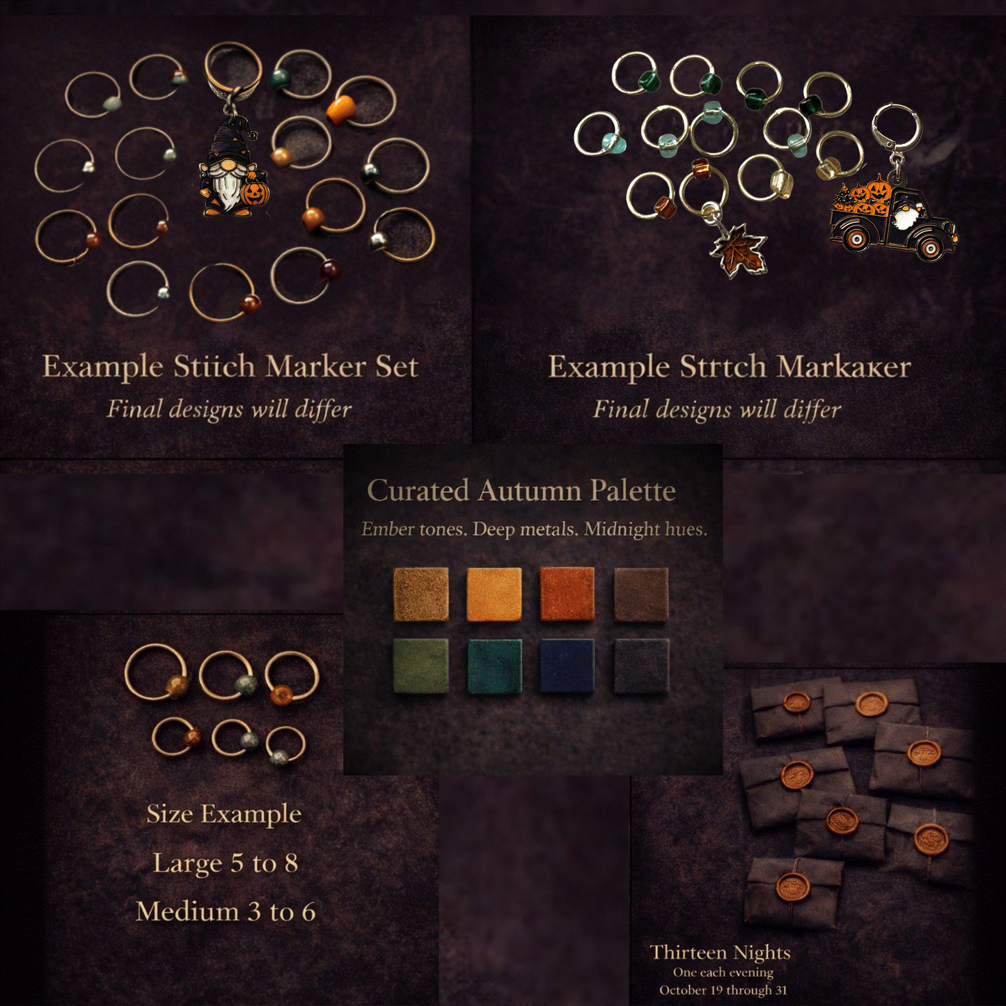 2026 Gnocturnal Gnome Halloween Club | 13 Night Luxury Stitch Marker Countdown