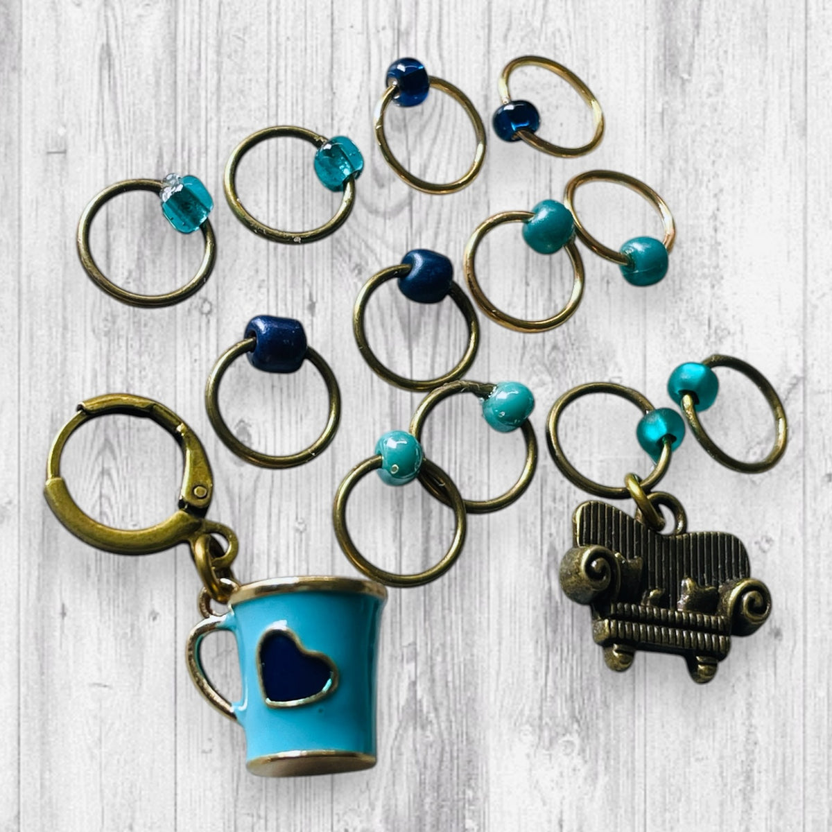 Couch, Coffee & Cast On Progress & Stitch Markers