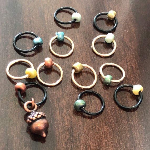 Brown Falling Leaves Progress and Stitch Markers 2020 Pigskin Party - AdoreKnit