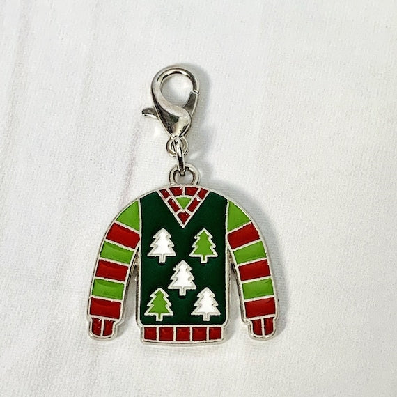 Ugly Christmas Trees Sweater Progress and Stitch Markers - AdoreKnit