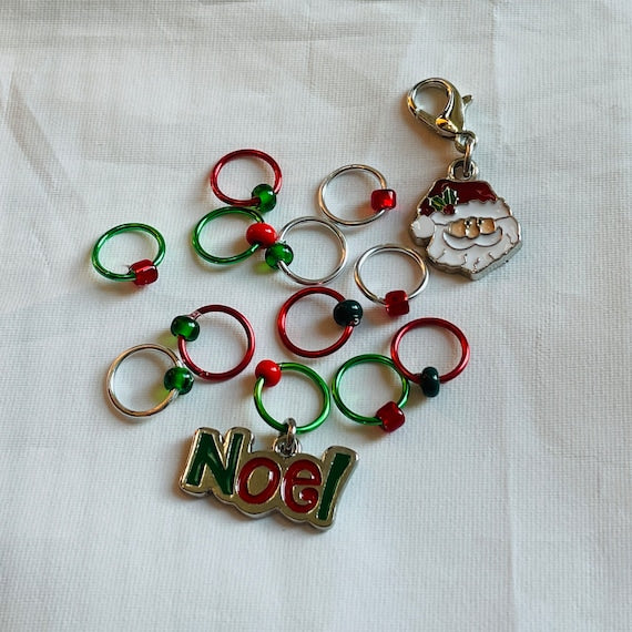 Noel Santa Progress and Stitch Markers - AdoreKnit