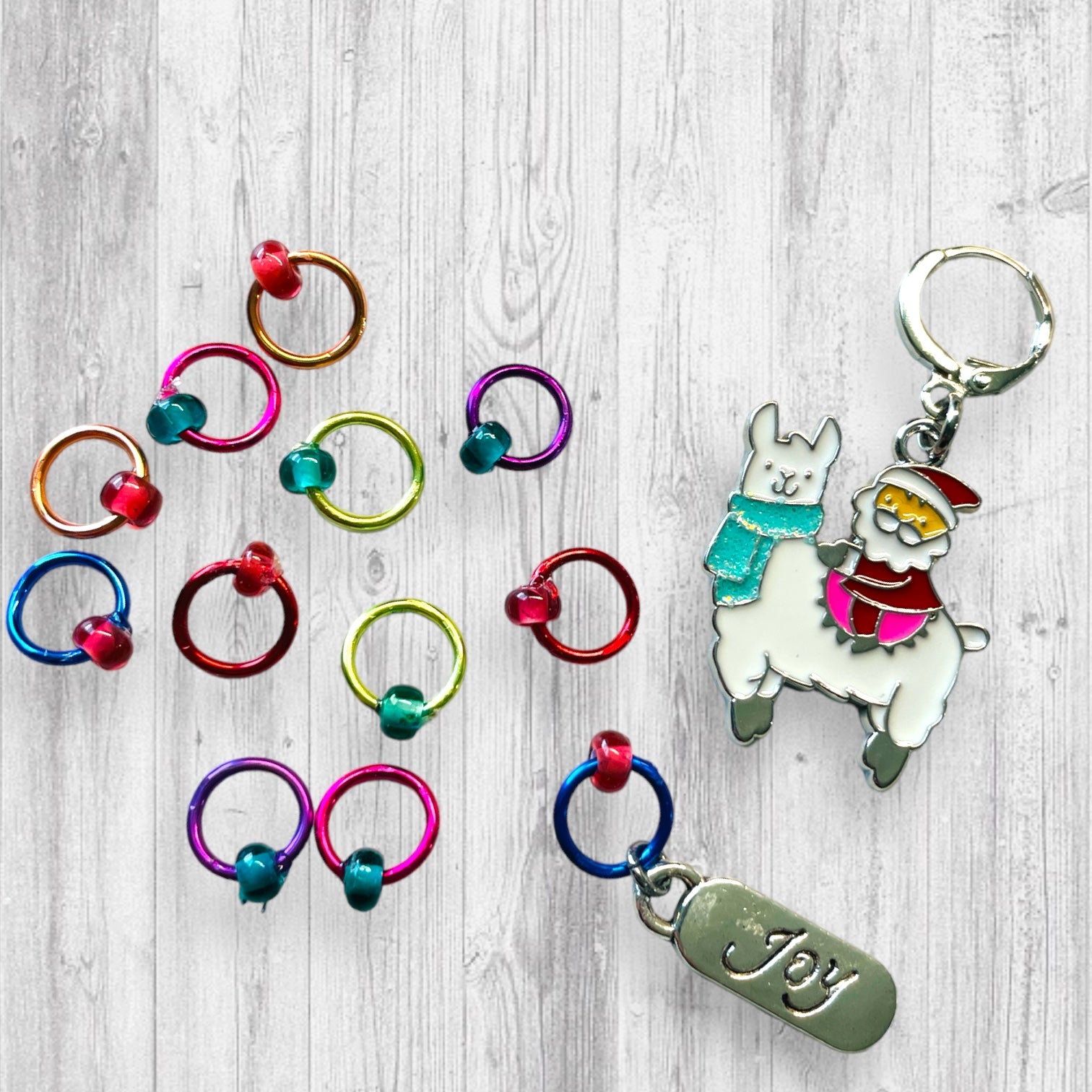 Enamel Christmas Charms, Holiday Stitch Markers