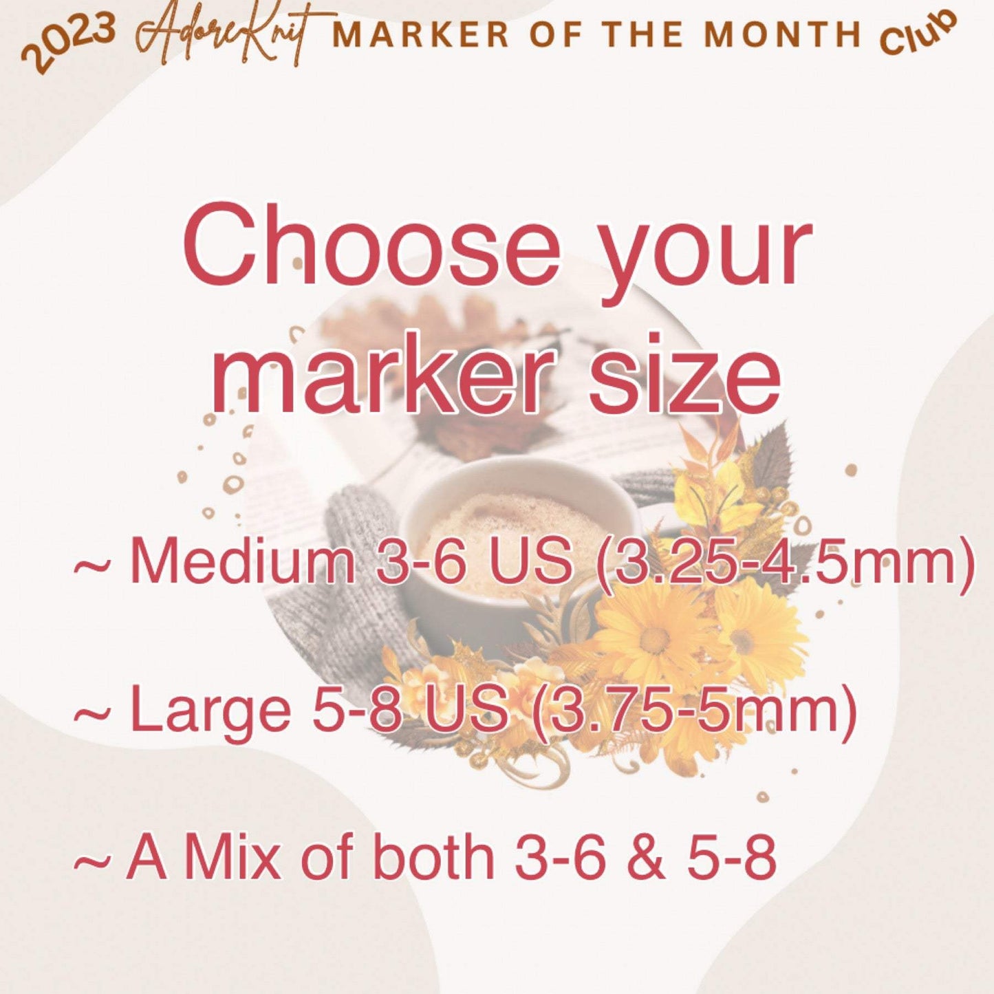 2023 Marker of the Month Club, a monthly surprise set of progress and stitch markers - AdoreKnit