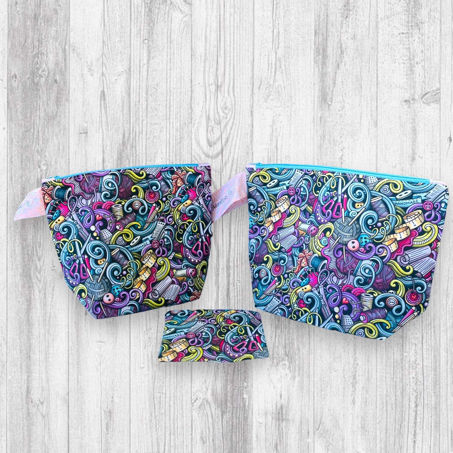 Knitting Tools Doodle Project Bag - AdoreKnit