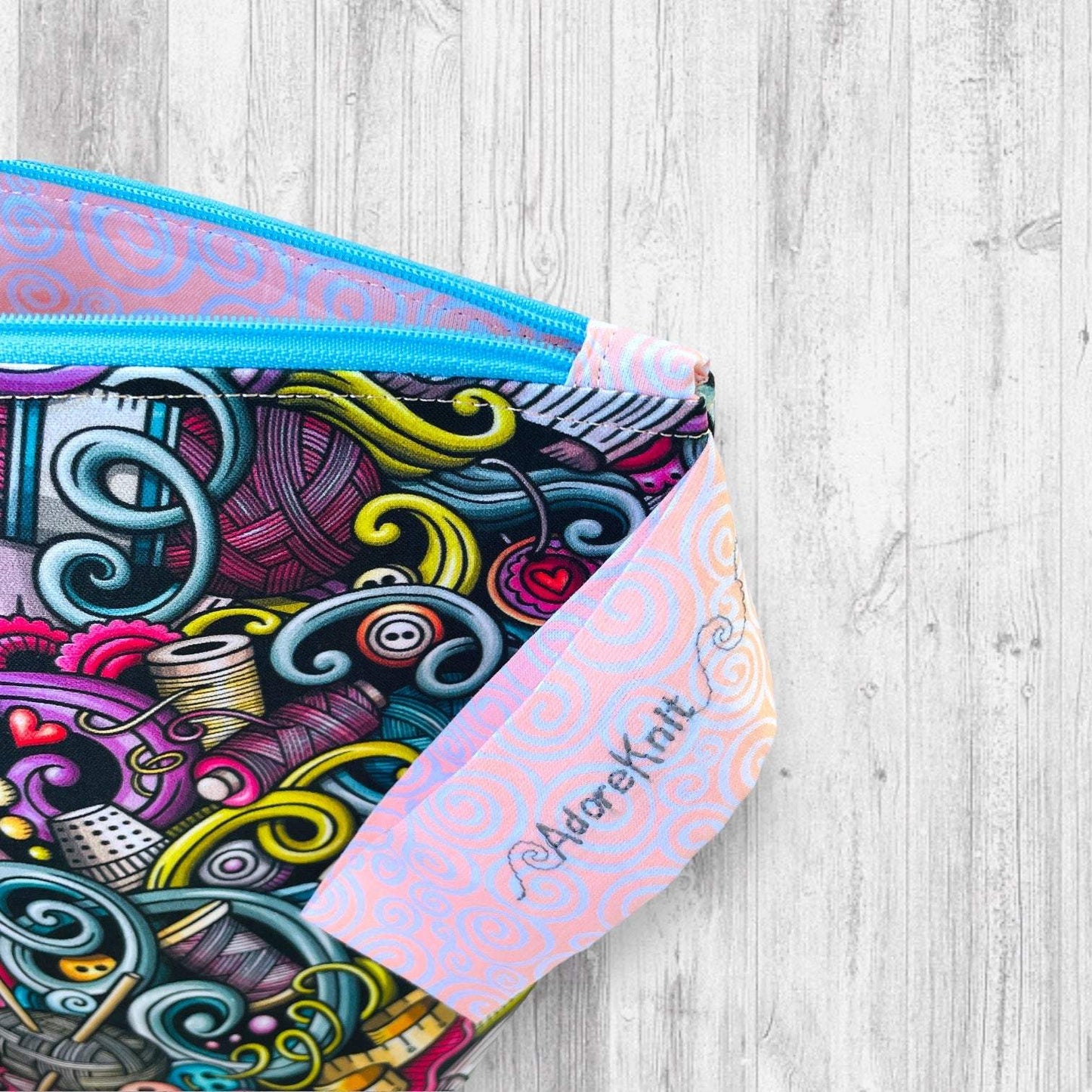 Knitting Tools Doodle Project Bag - AdoreKnit