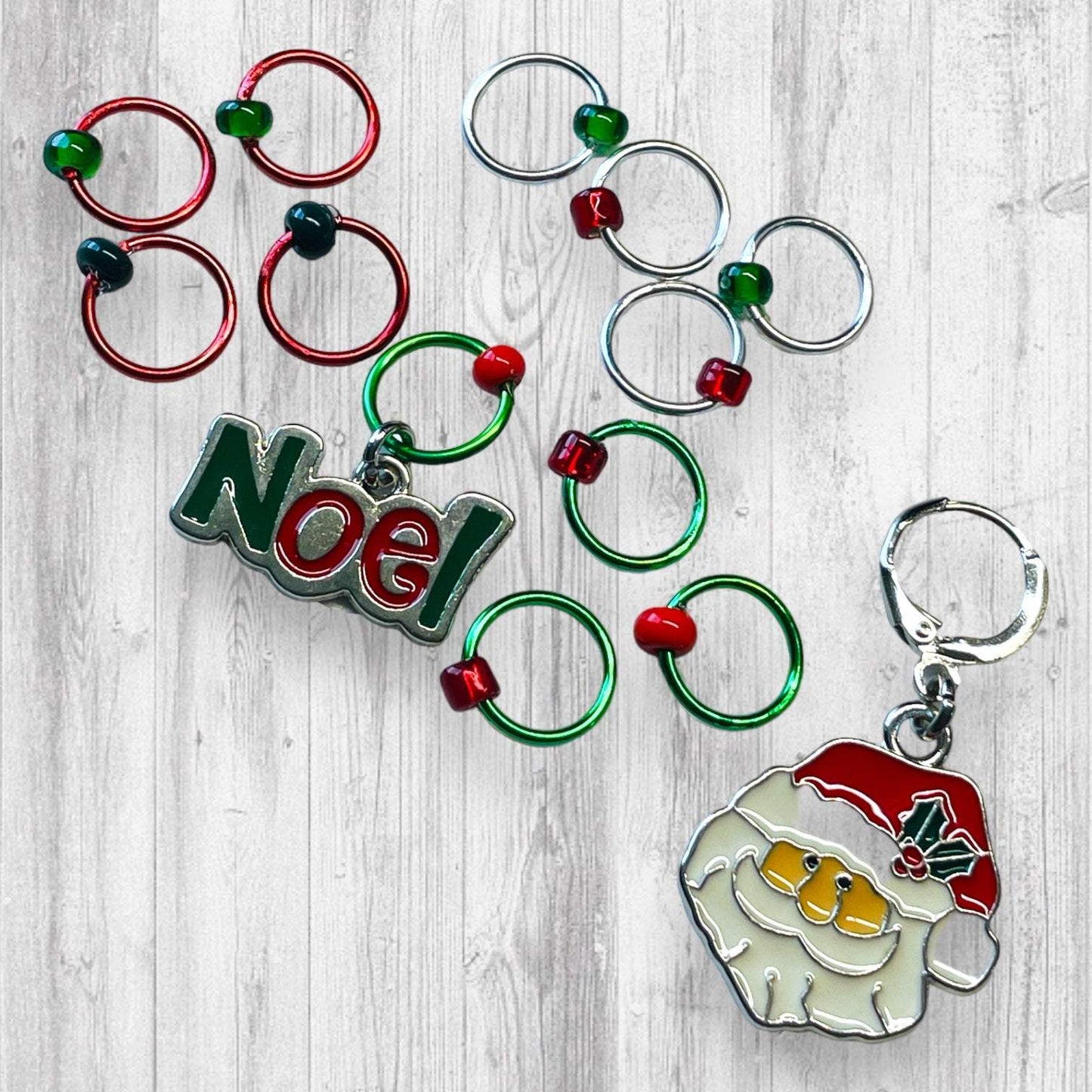 Noel Santa Progress and Stitch Markers - AdoreKnit