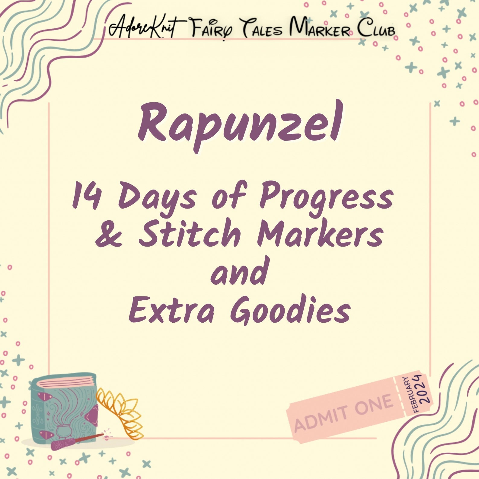 2024 Love Story: Fairy Tales Marker Club, 14 Days of Progress & Stitch Markers with a Project Bag - AdoreKnit
