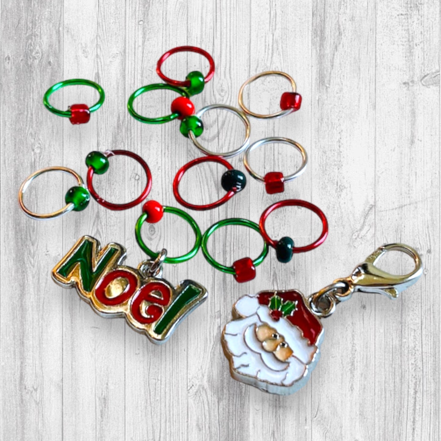 Noel Santa Progress and Stitch Markers - AdoreKnit