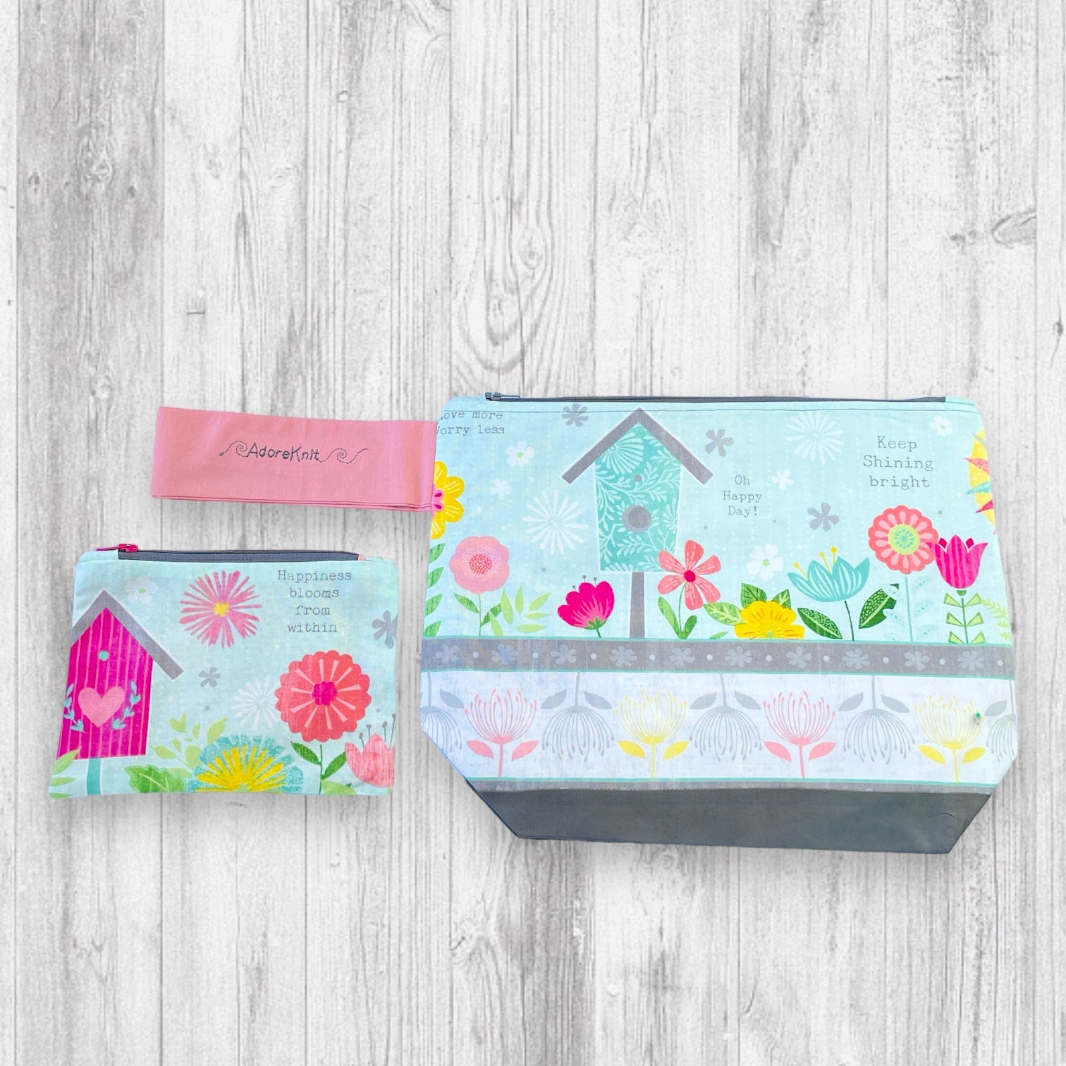 Happiness Blooms Project Bag - AdoreKnit