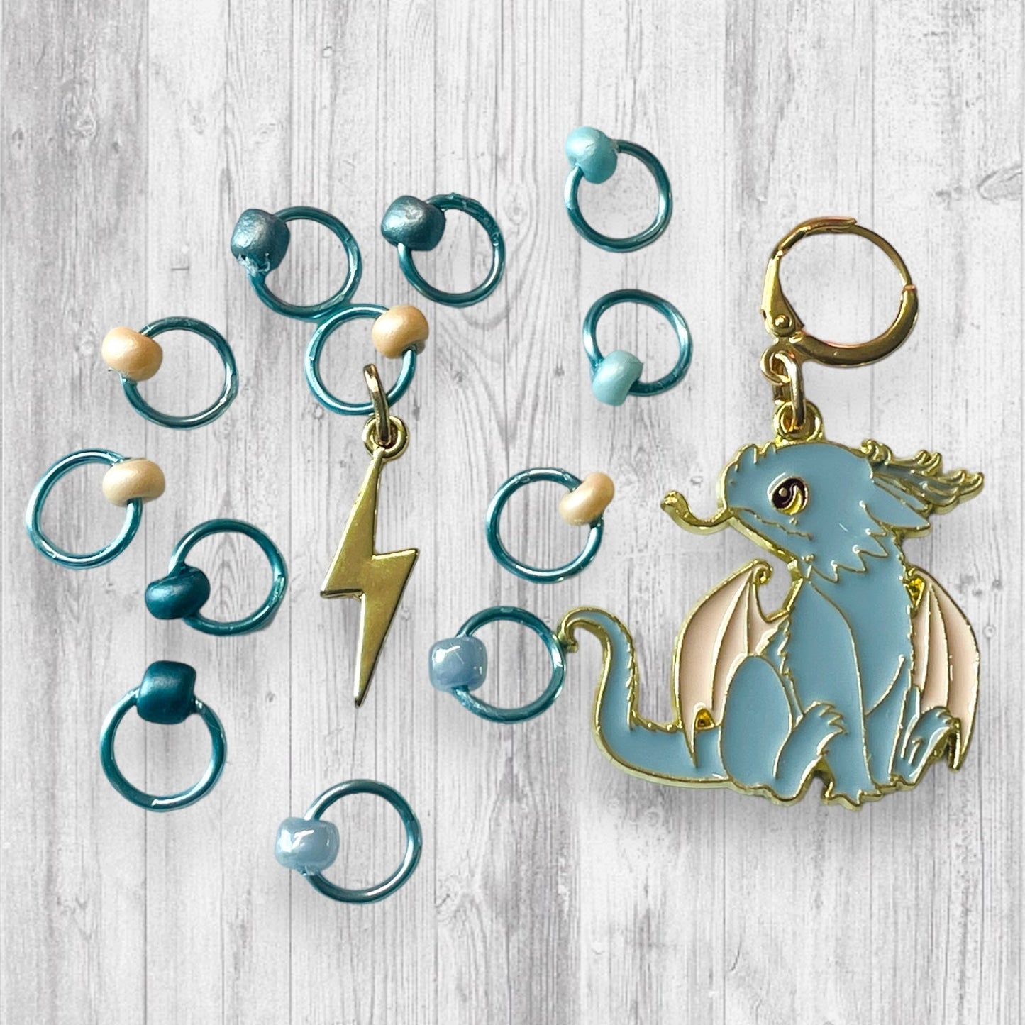 Cute Blue Dragon Progress and Stitch Markers - AdoreKnit