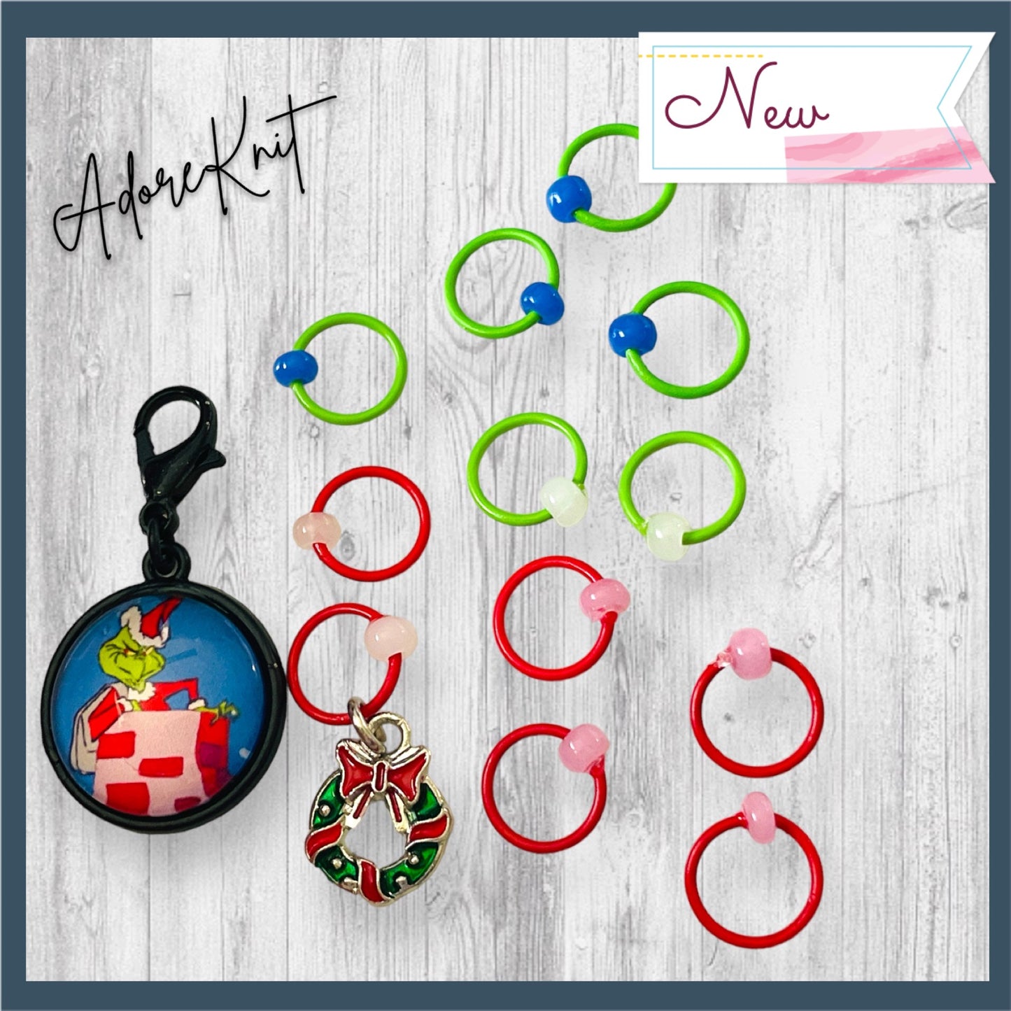 Charming as an EEL Christmas Progress and Stitch Markers - AdoreKnit