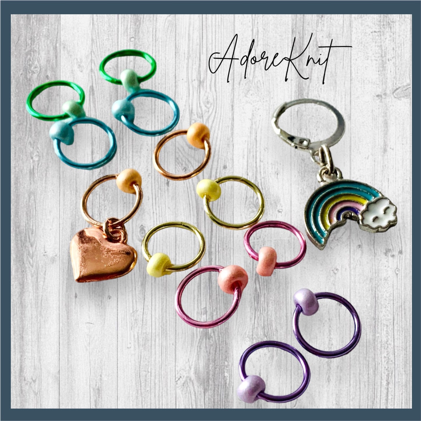Pastel Rainbows Progress and Stitch Markers - AdoreKnit