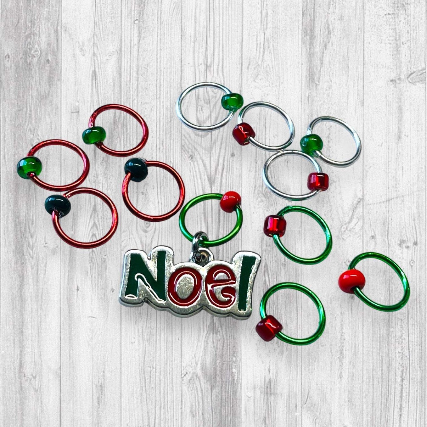 Noel Santa Progress and Stitch Markers - AdoreKnit