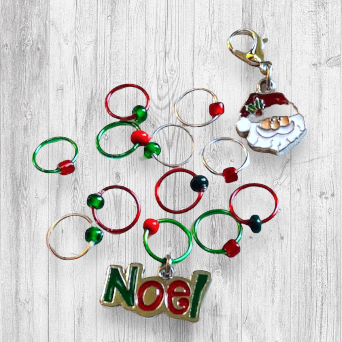 Noel Santa Progress and Stitch Markers - AdoreKnit