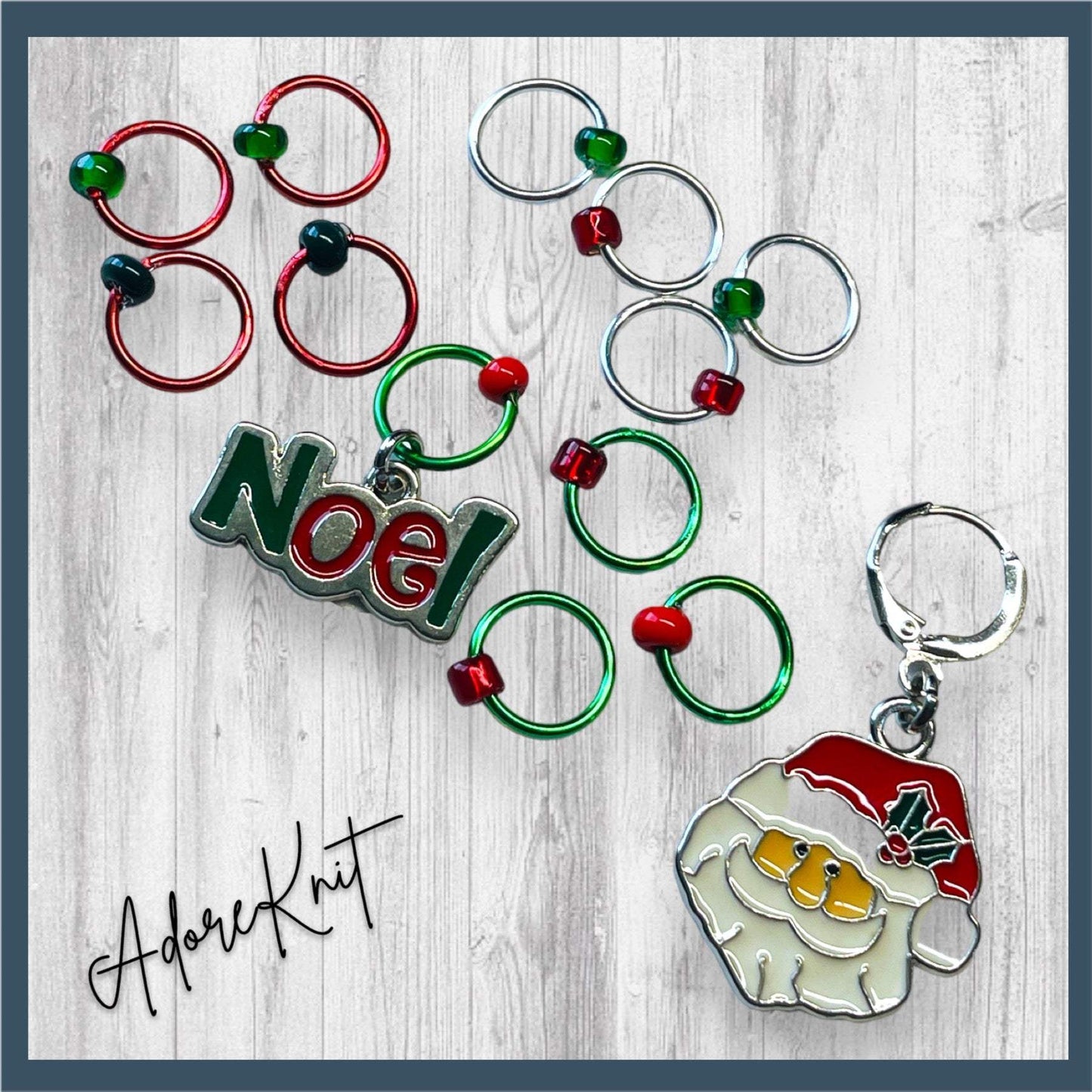 Noel Santa Progress and Stitch Markers - AdoreKnit