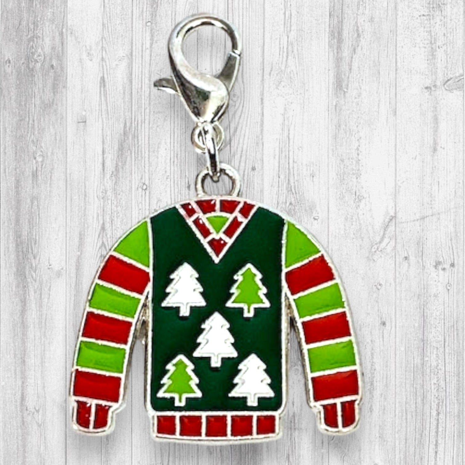 Ugly Christmas Trees Sweater Progress and Stitch Markers - AdoreKnit
