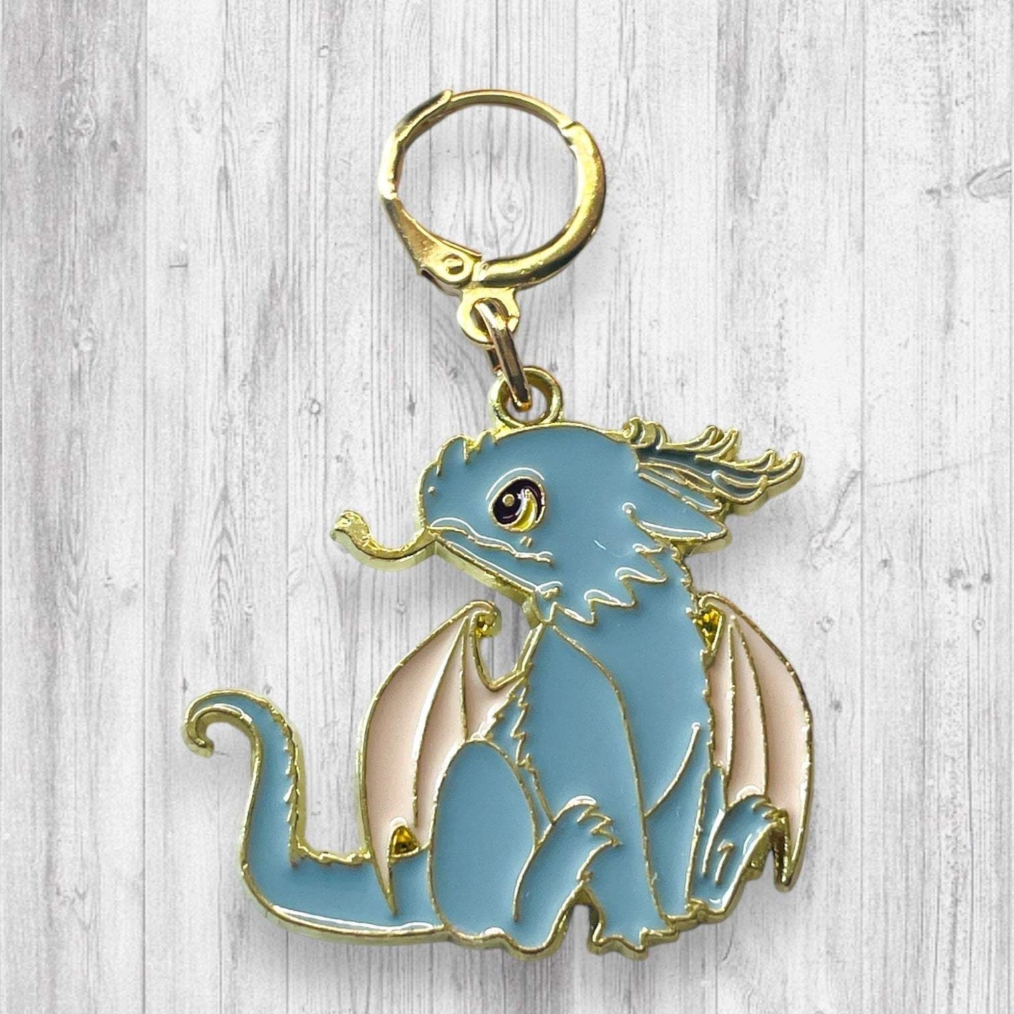 Cute Blue Dragon Progress and Stitch Markers - AdoreKnit