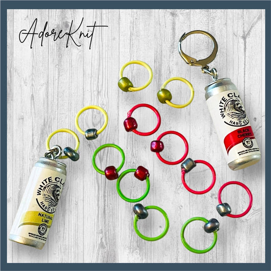 White Claw Seltzer Cheers! Progress & Stitch Markers - AdoreKnit