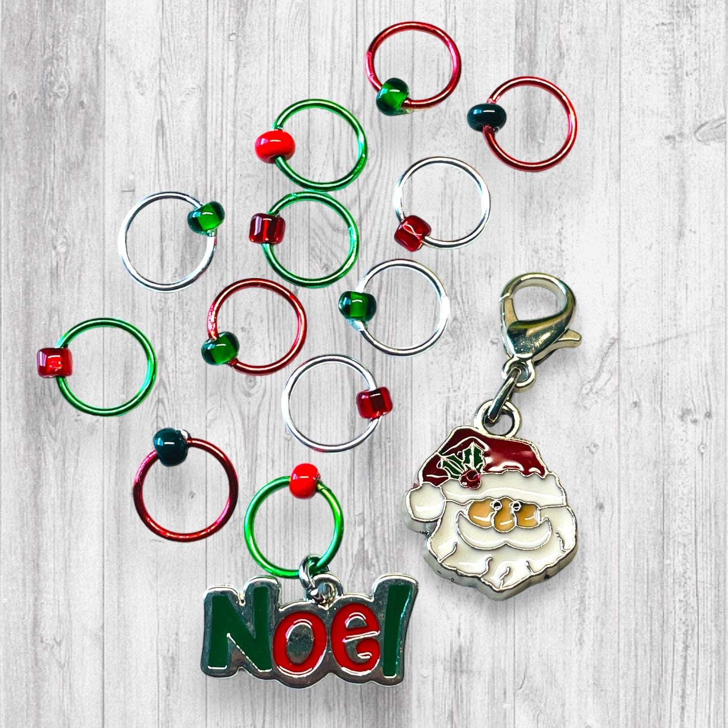 Noel Santa Progress and Stitch Markers - AdoreKnit