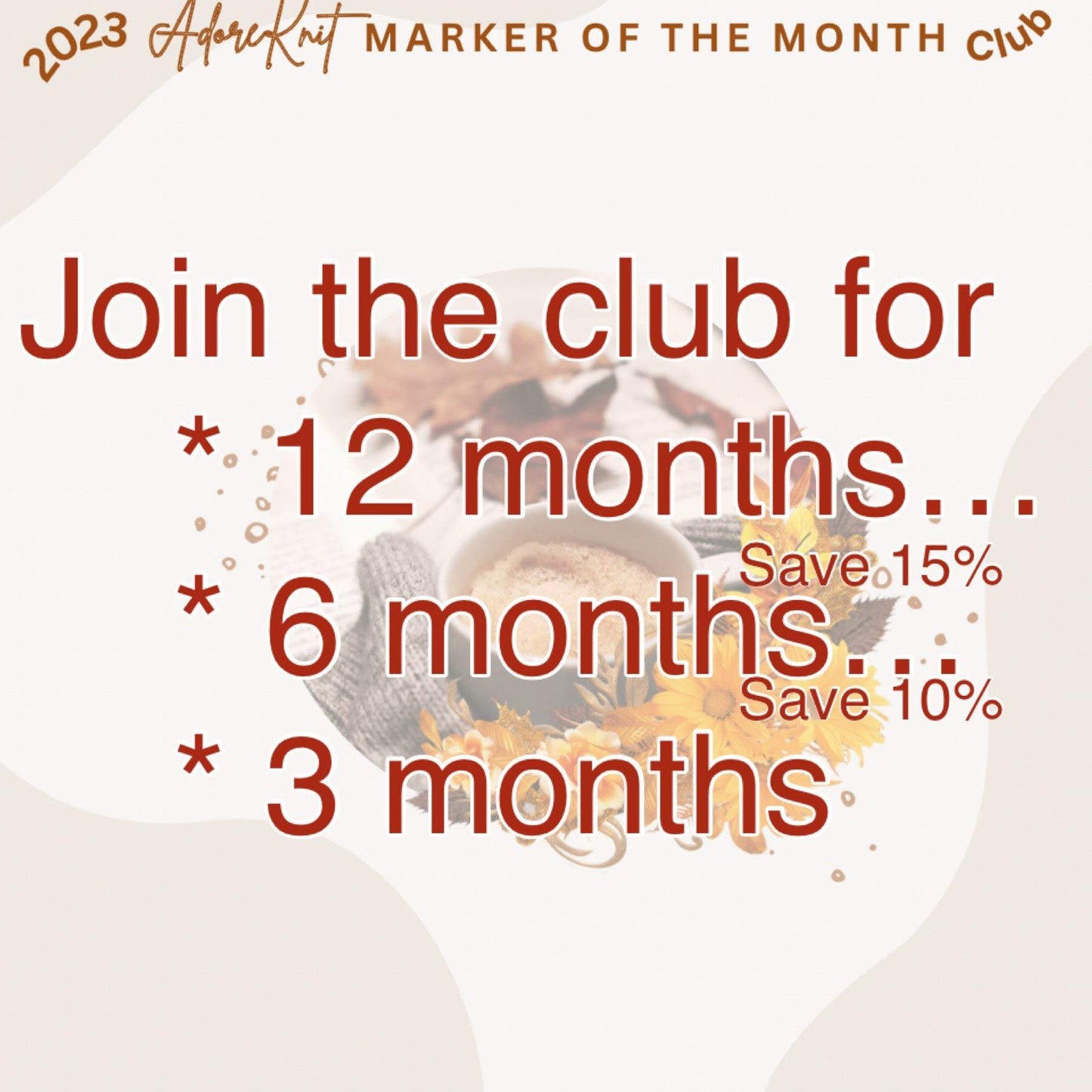 2023 Marker of the Month Club, a monthly surprise set of progress and stitch markers - AdoreKnit