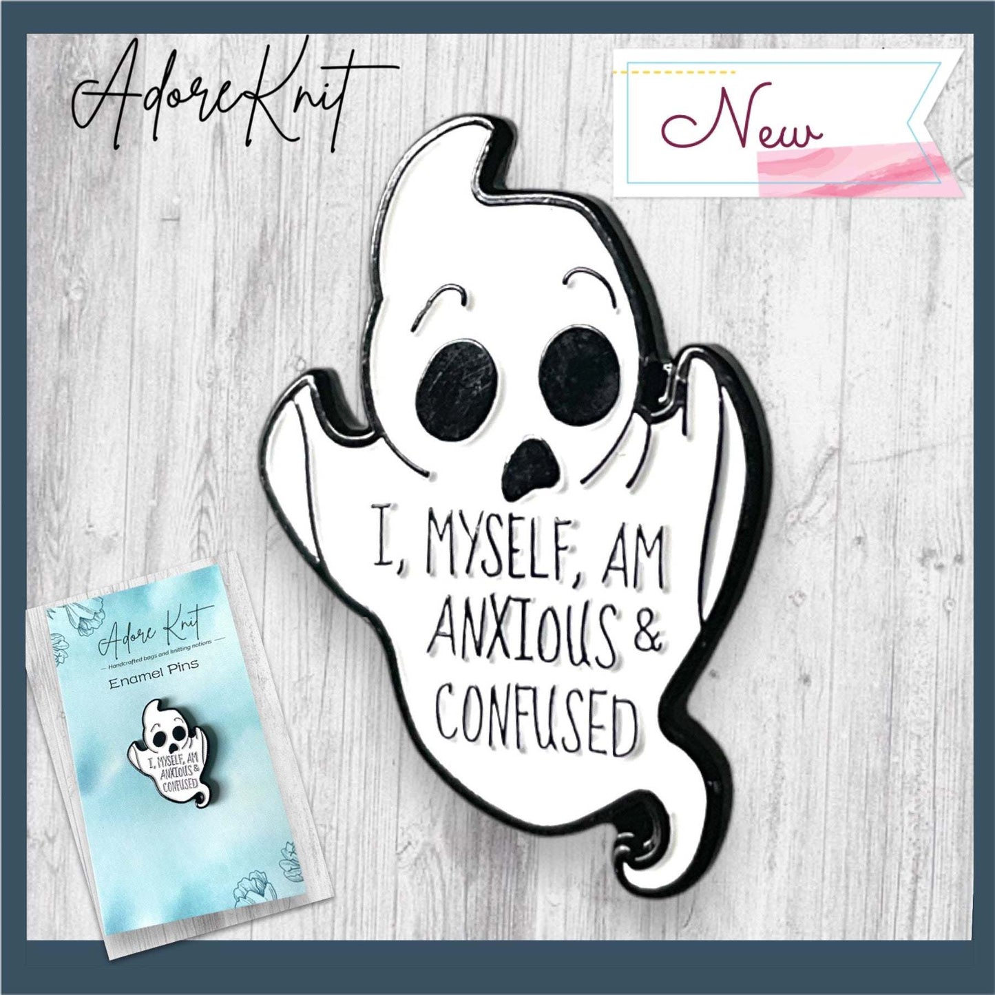 I Myself Am Anxious Enamel Pin - AdoreKnit