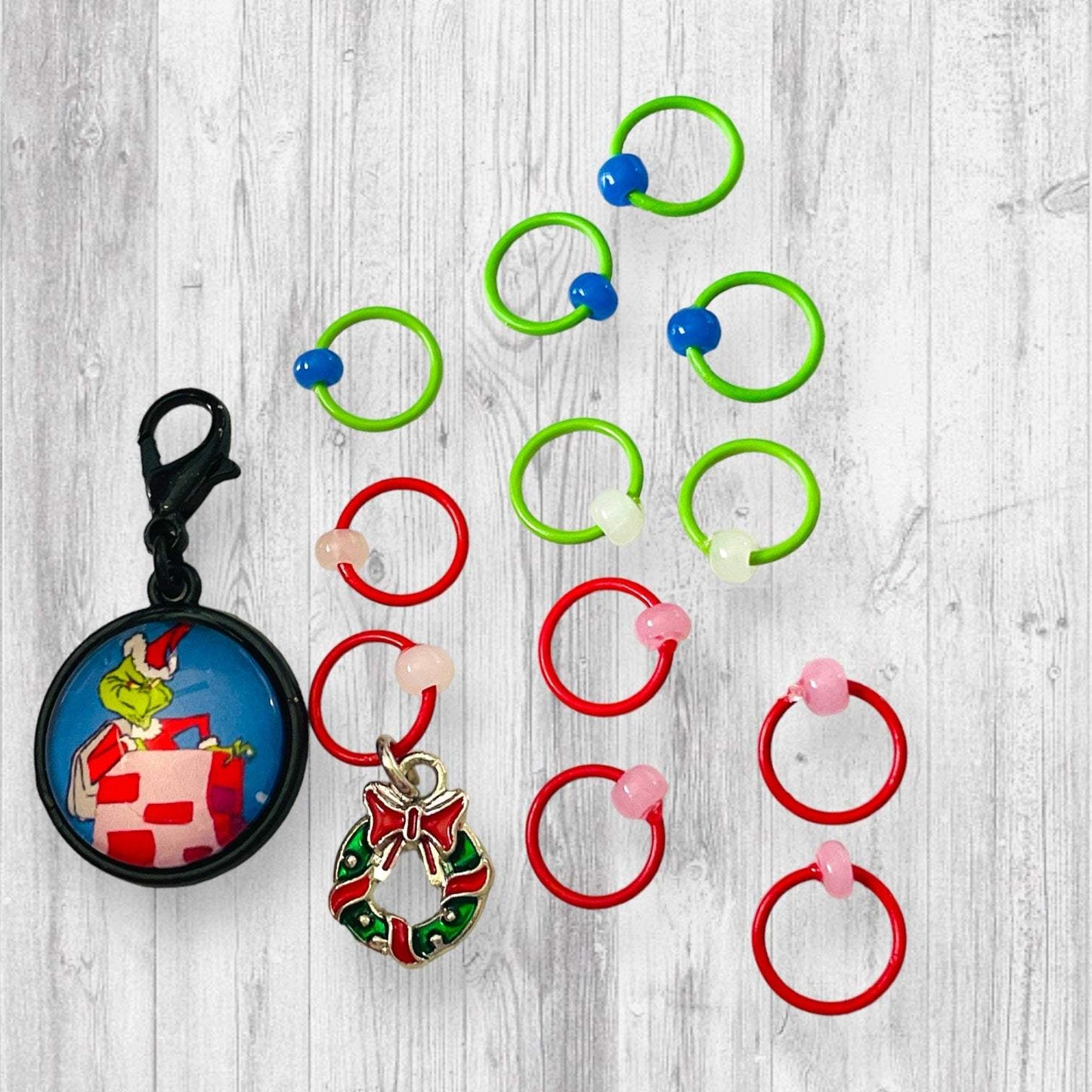 Charming as an EEL Christmas Progress and Stitch Markers - AdoreKnit