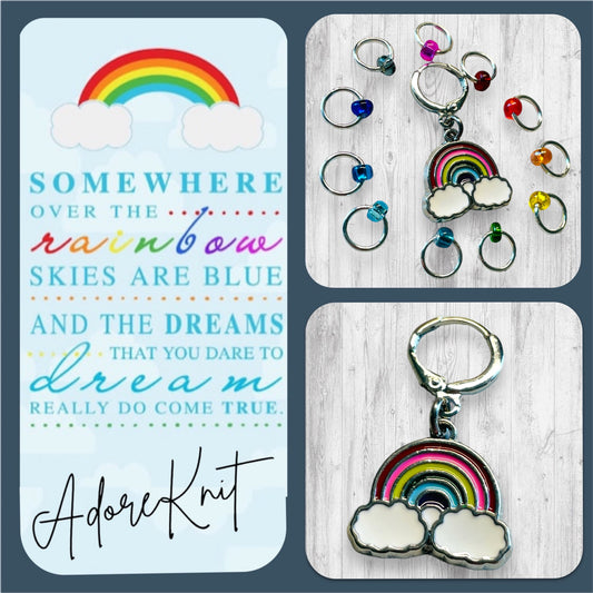 Somewhere Over the Rainbow Progress and Stitch Markers - AdoreKnit