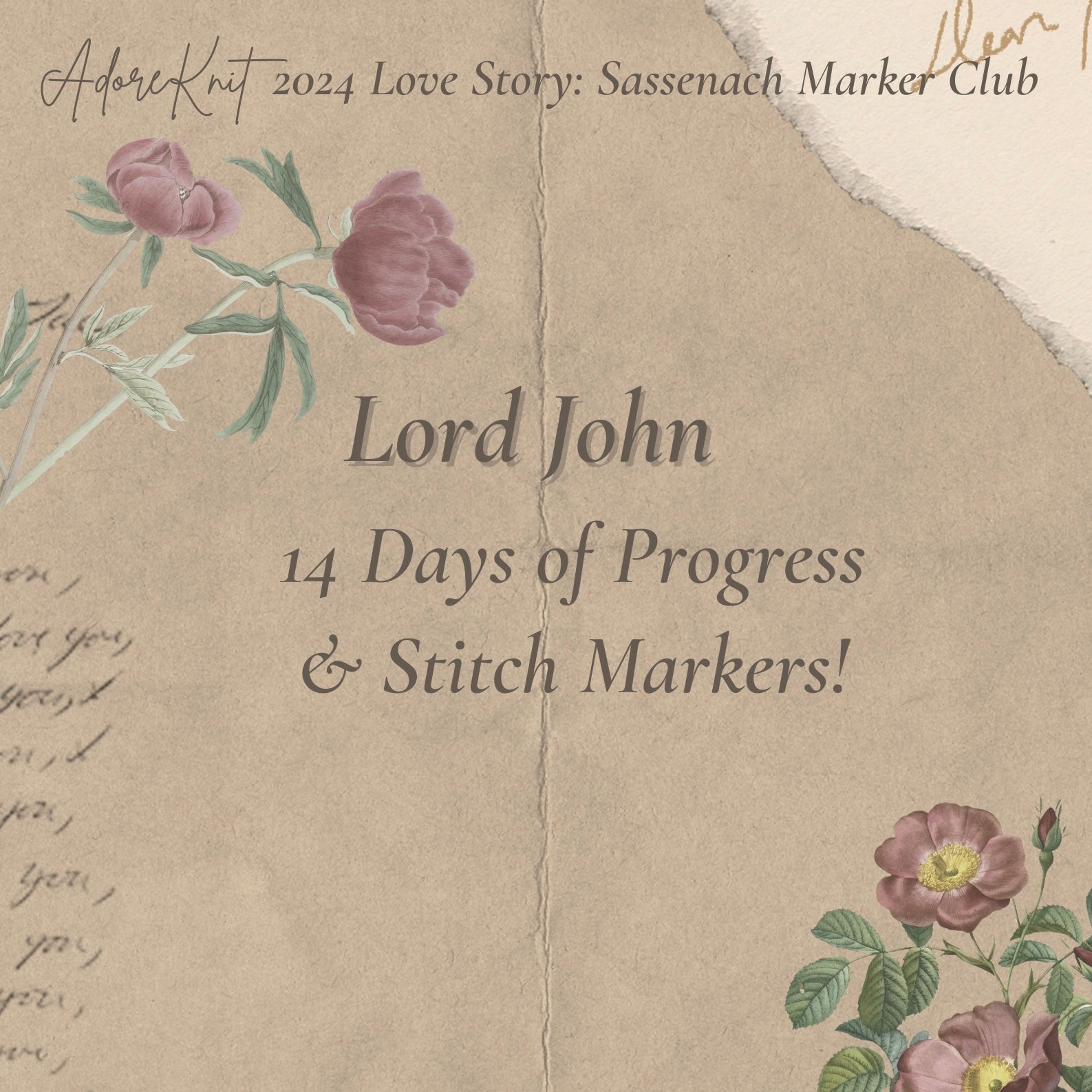 2024 Love Story: Sassanach Marker Club, 14 Days of Progress & Stitch Markers with a Project Bag - AdoreKnit