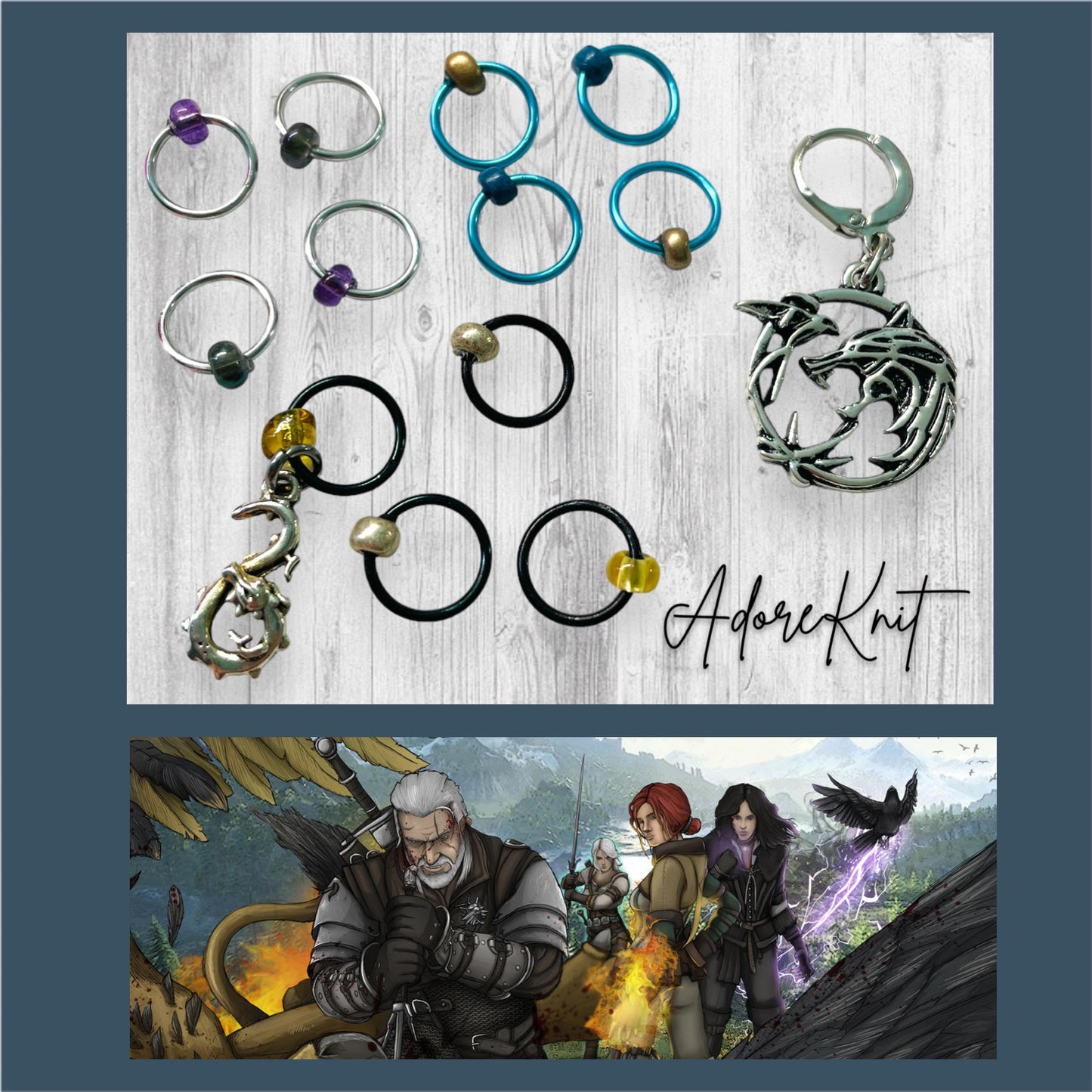 Monster Hunter Progress and Stitch Markers - AdoreKnit