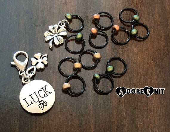 Luck! St. Patrick's Day Progress and Stitch Markers - AdoreKnit