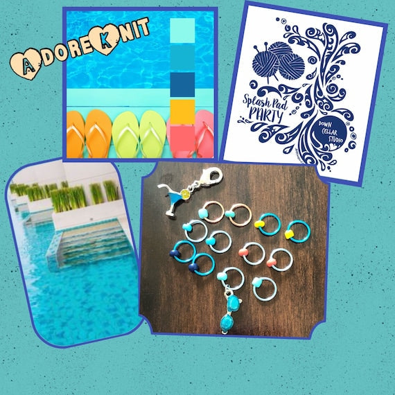 Blue Lagoon Progress and Stitch Markers 2020 Splash Pad Party MD - AdoreKnit