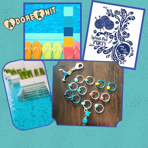 Blue Lagoon Progress and Stitch Markers 2020 Splash Pad Party MD - AdoreKnit