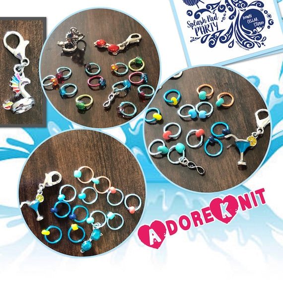 Blue Lagoon Progress and Stitch Markers 2020 Splash Pad Party MD - AdoreKnit