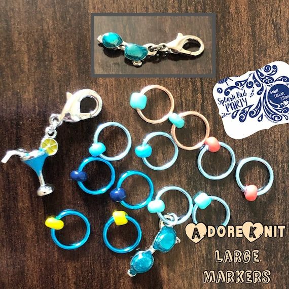 Blue Lagoon Progress and Stitch Markers 2020 Splash Pad Party MD - AdoreKnit