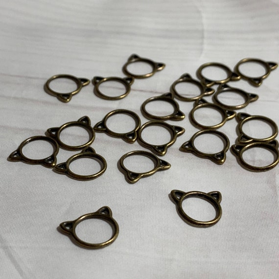 Cat Stitch Markers Bronze, 12 or 20 Knitting Kitty Stitch Markers - AdoreKnit