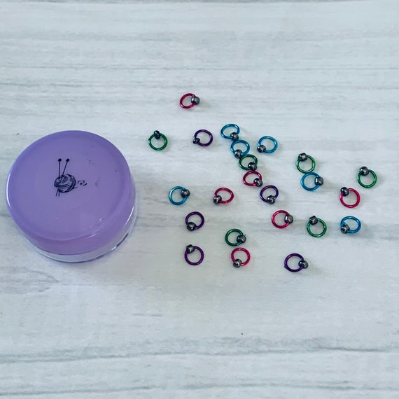 Sock Knitter's Companion Tiny Stitch Markers with Marker Container Lavender - AdoreKnit