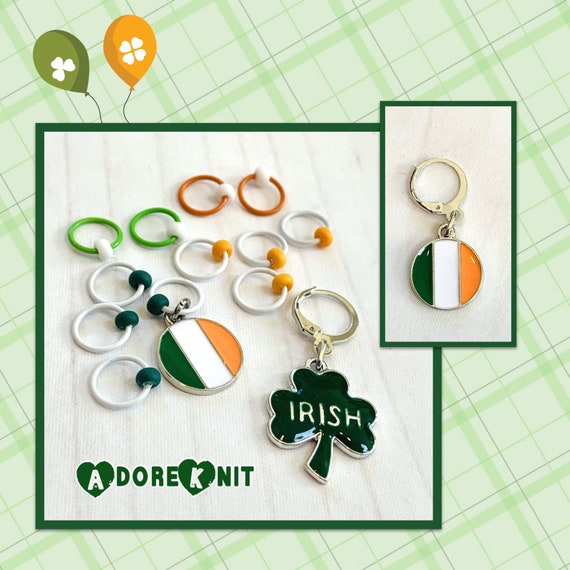 Irish Flag St. Patrick's Day Progress and Stitch Markers - AdoreKnit