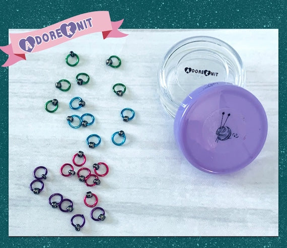 Sock Knitter's Companion Tiny Stitch Markers with Marker Container Lavender - AdoreKnit