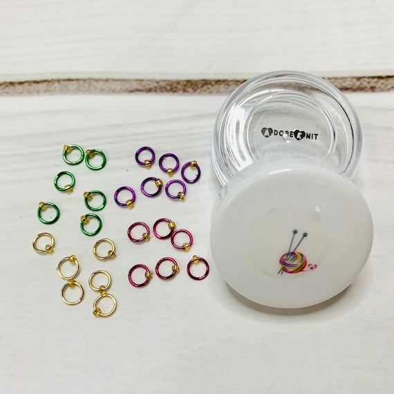 Sock Knitter's Companion Tiny Stitch Markers with Marker Container White - AdoreKnit