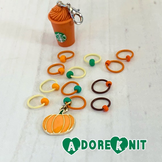 Pumpkin Spice Latte Progress & Stitch Marker Set, PSL, Coffee - AdoreKnit