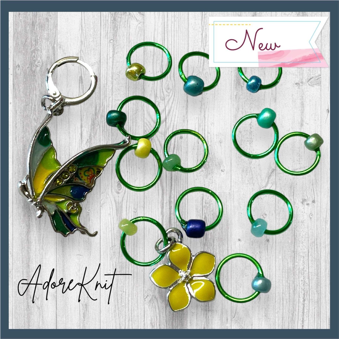 Flap Your Wings like a Butterfly Progress and Stitch Markers - AdoreKnit