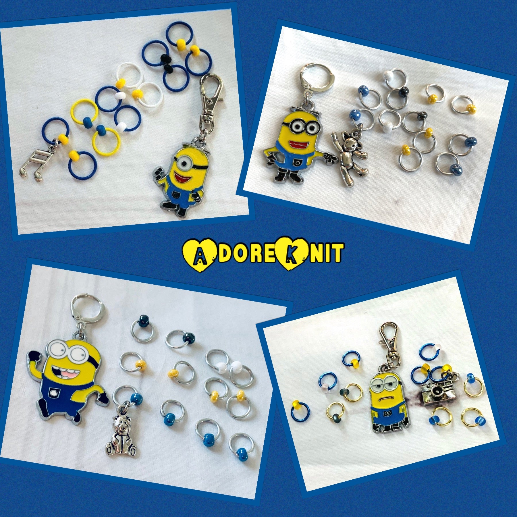 Minion Progress and Stitch Markers - AdoreKnit