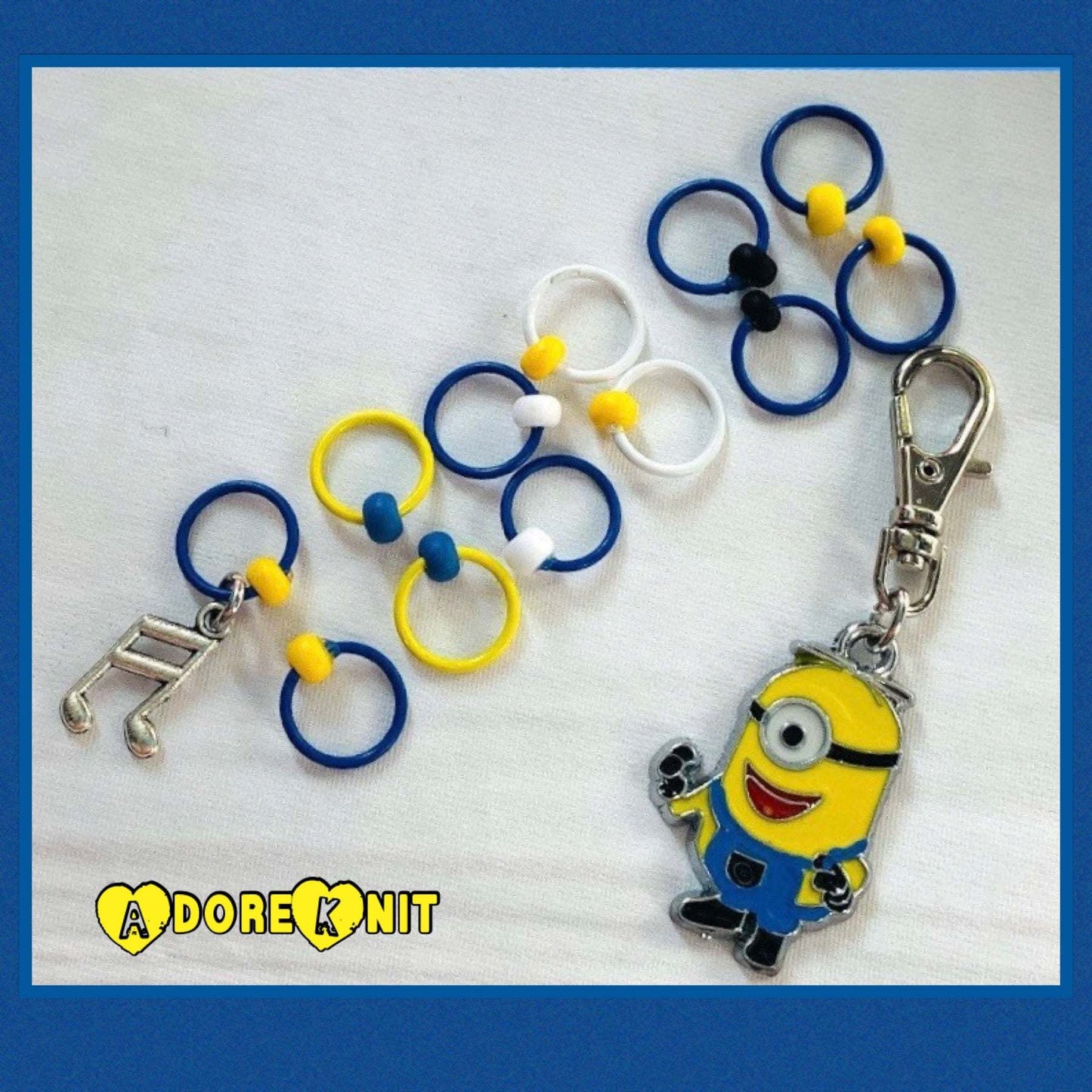 Minion Progress and Stitch Markers - AdoreKnit