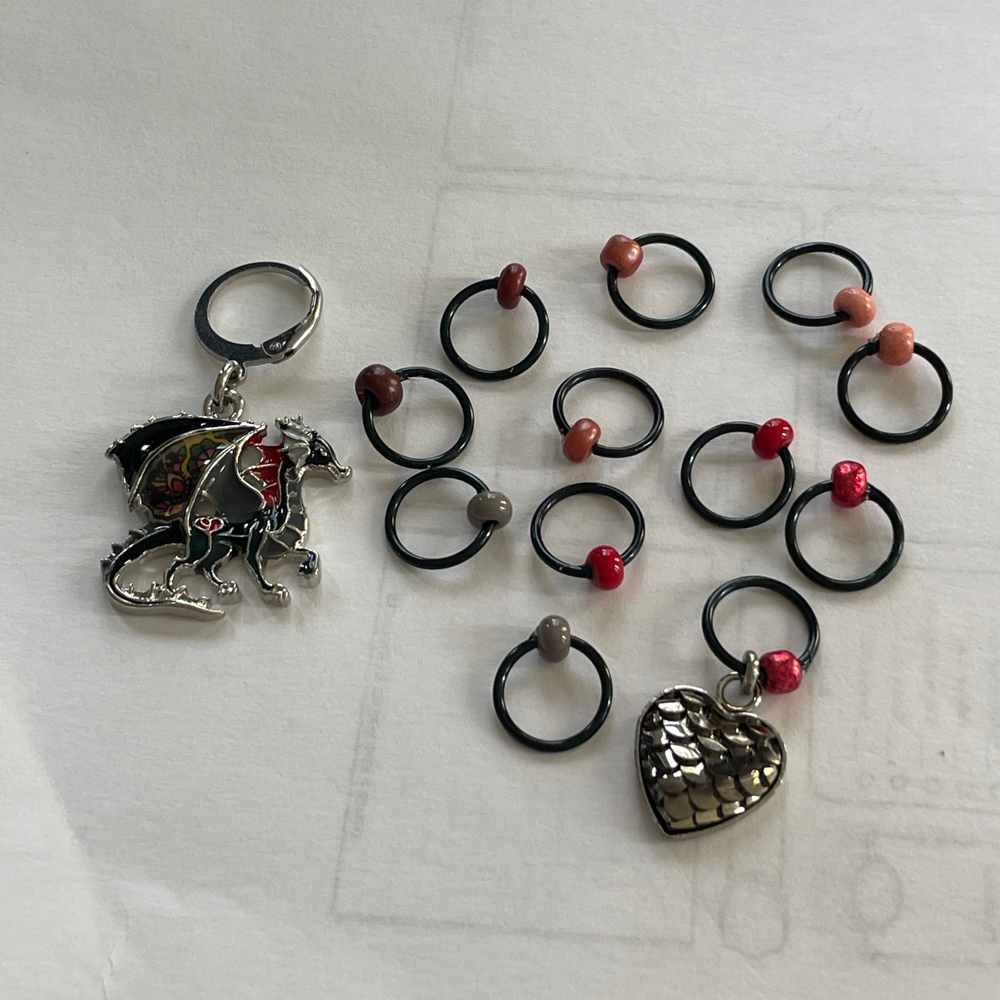 Fire Will Reign Progress and Stitch Markers - AdoreKnit