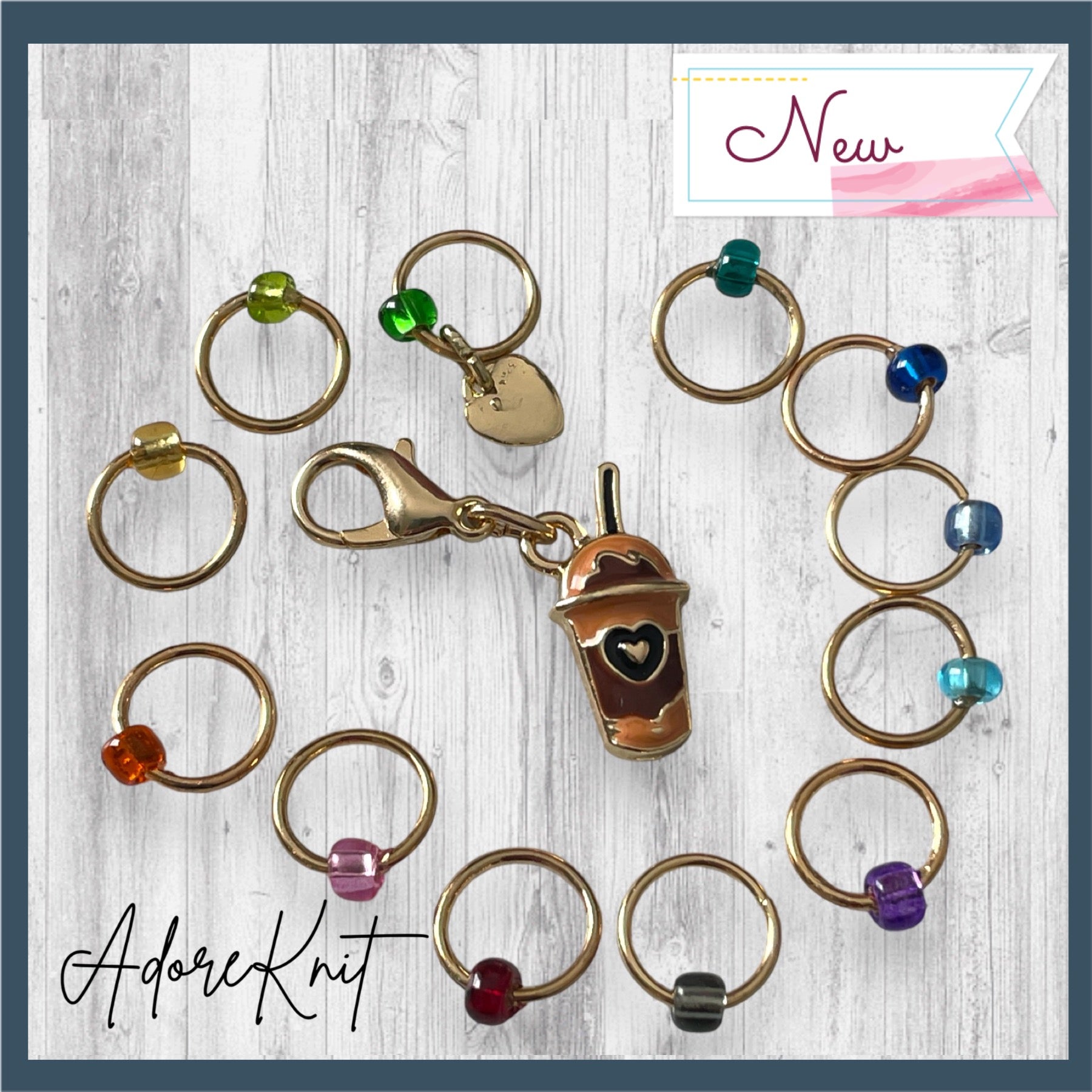Ice Coffee Rainbow Progress & Stitch Marker Set - AdoreKnit