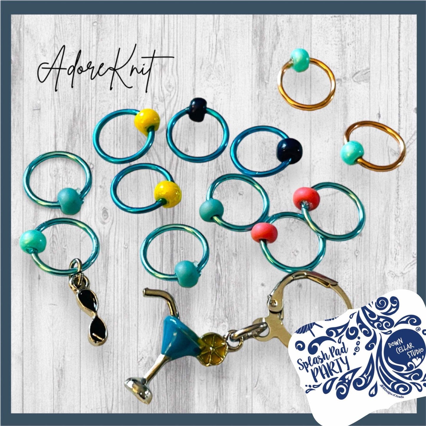 Blue Lagoon Progress and Stitch Markers 2020 Splash Pad Party MD - AdoreKnit