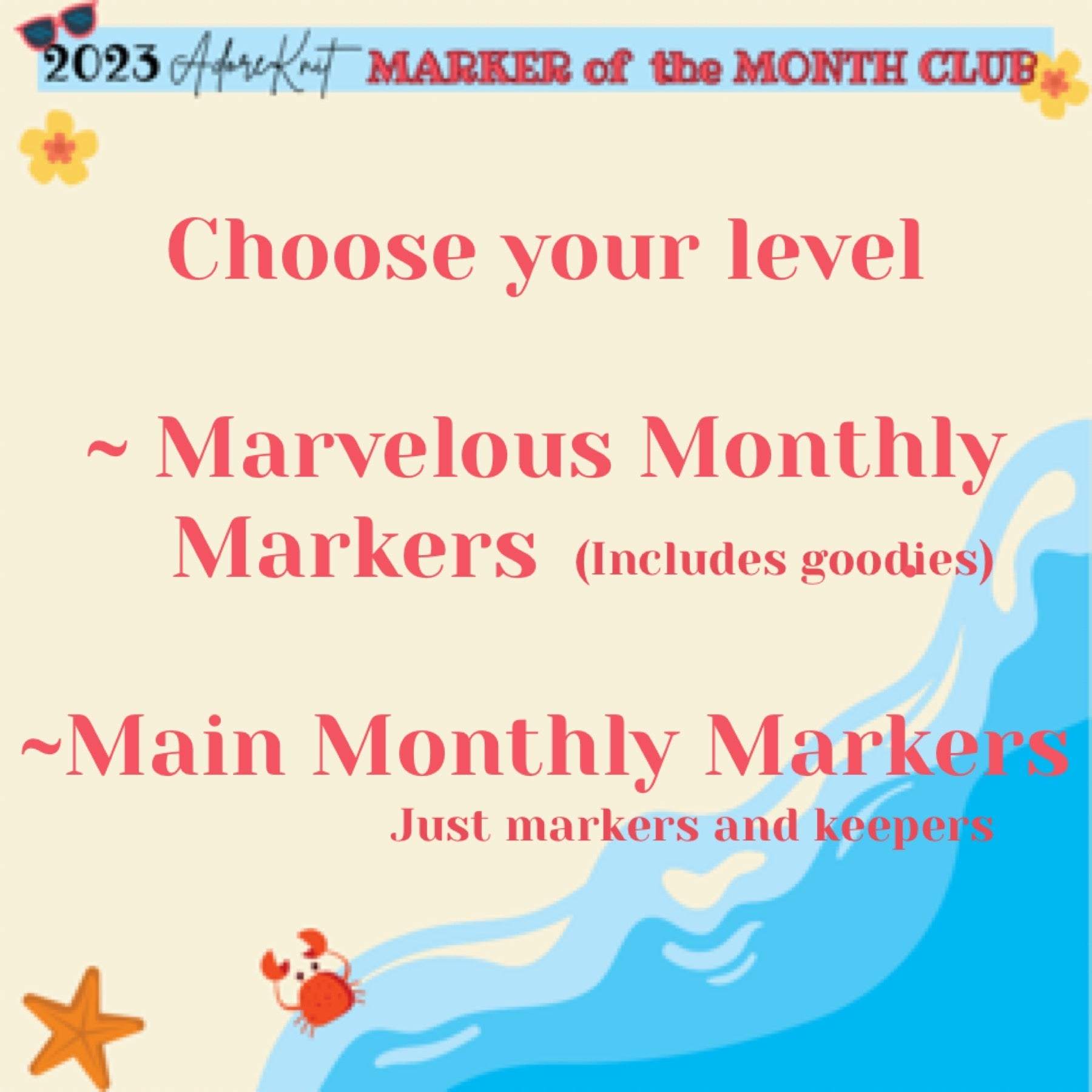 2023 Marker of the Month Club, a monthly surprise set of progress and stitch markers - AdoreKnit