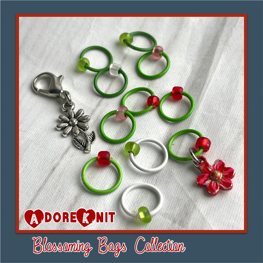 Green Blossoming Progress & Stitch Markers - AdoreKnit