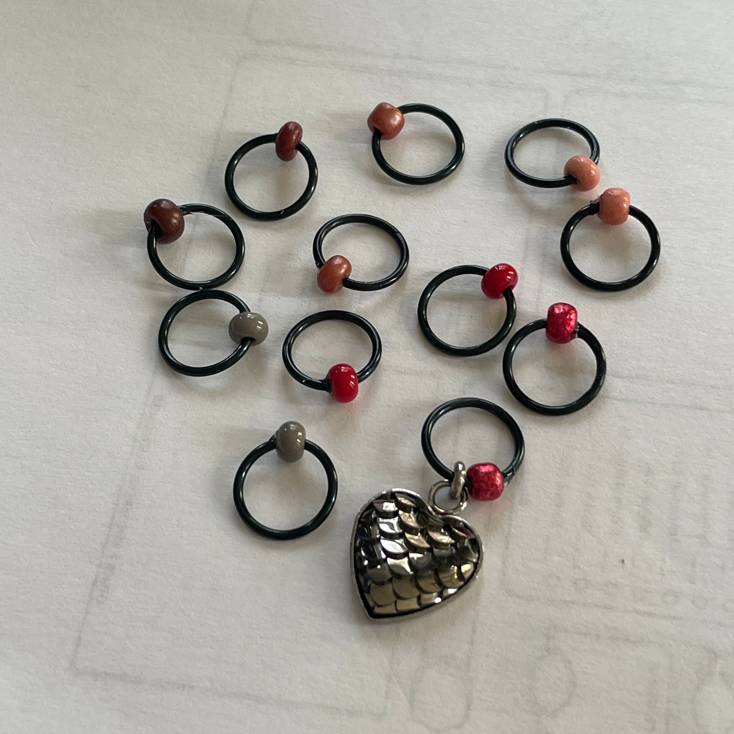 Fire Will Reign Progress and Stitch Markers - AdoreKnit