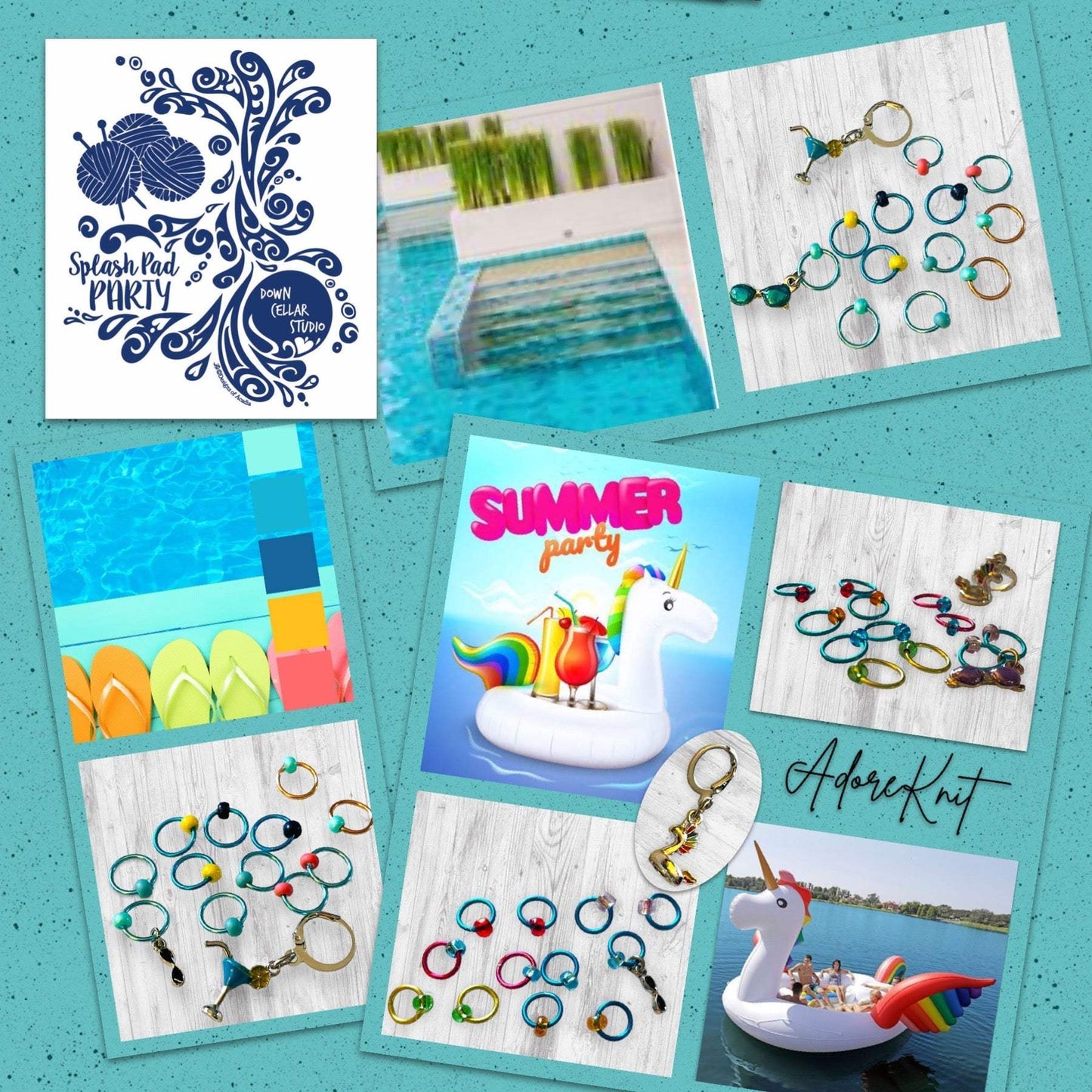 Blue Lagoon Progress and Stitch Markers 2020 Splash Pad Party MD - AdoreKnit